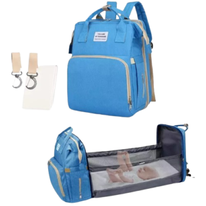 Pañalera Con Cambiador Y Puerto USB Azul